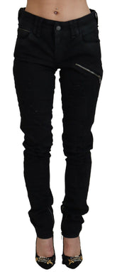 John Galliano Black Cotton Mid Waist Skinny Slim Fit Denim Jeans -   -  John Galliano.